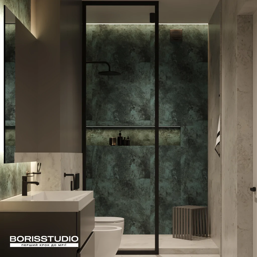 Дизайн ванной комнаты в зеленом цвете