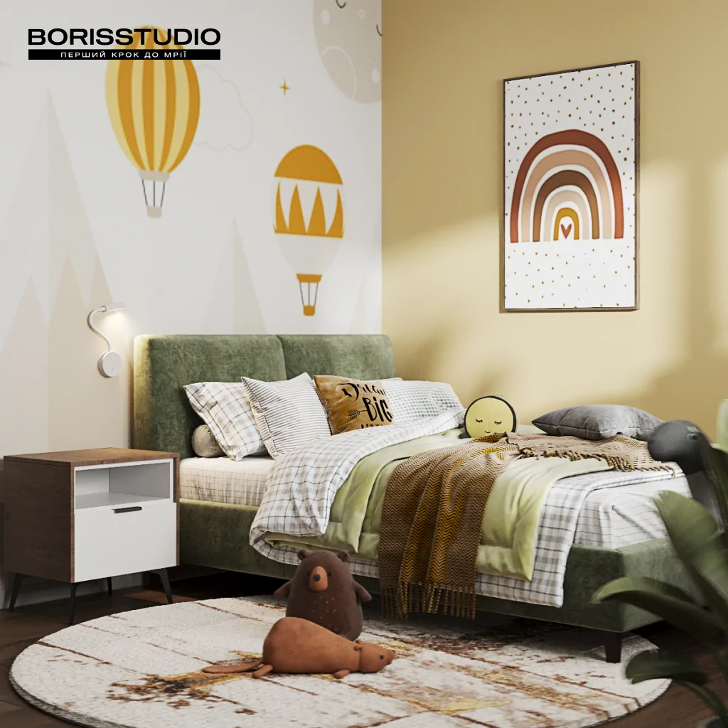 Дизайн детской комнаты в зеленом цвете