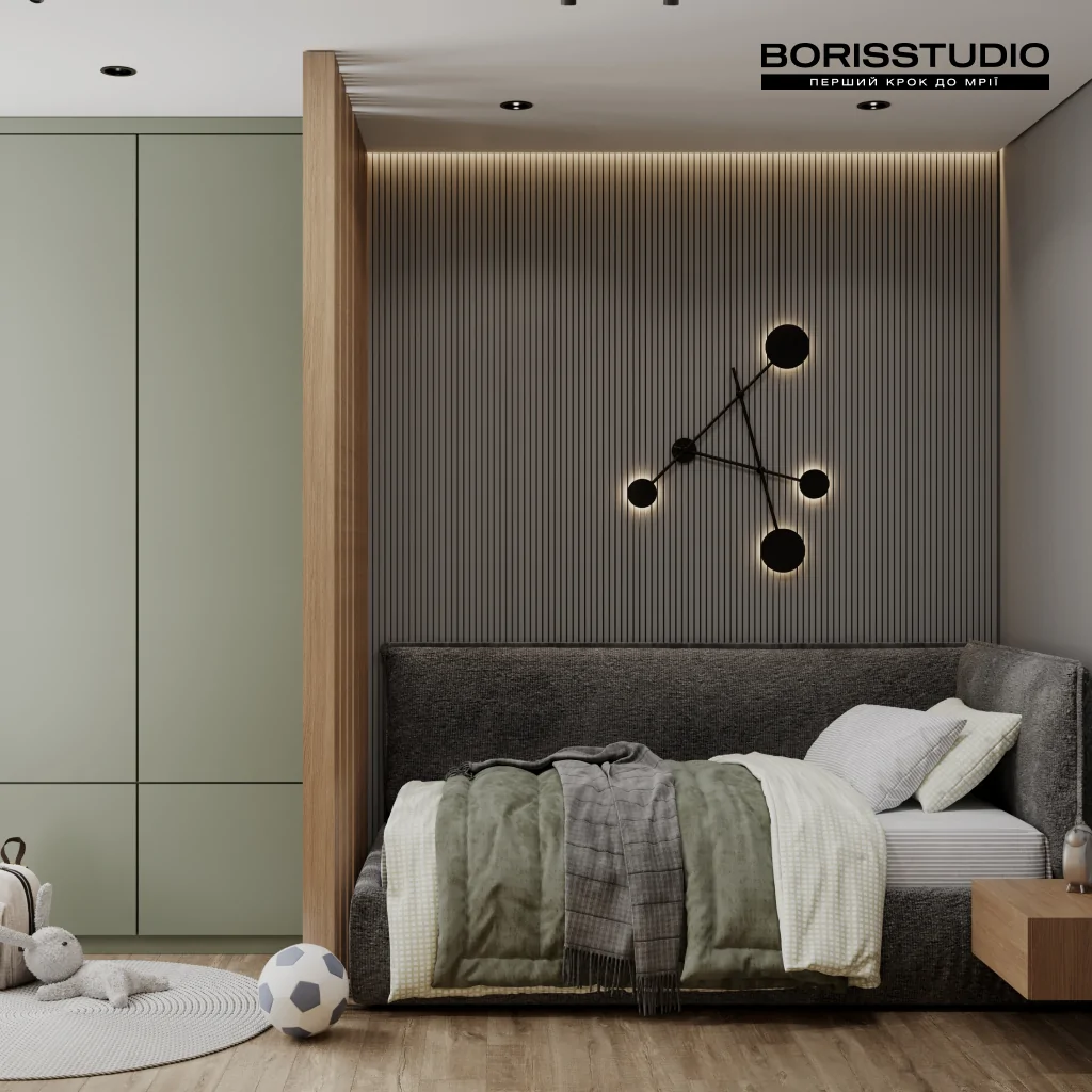 Дизайн-проект детской комнаты в зеленом цвете