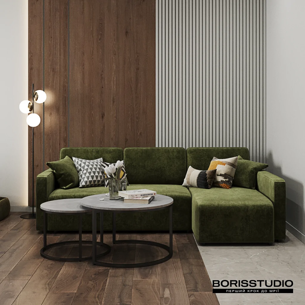 Интерьер гостиной в зеленом цвете