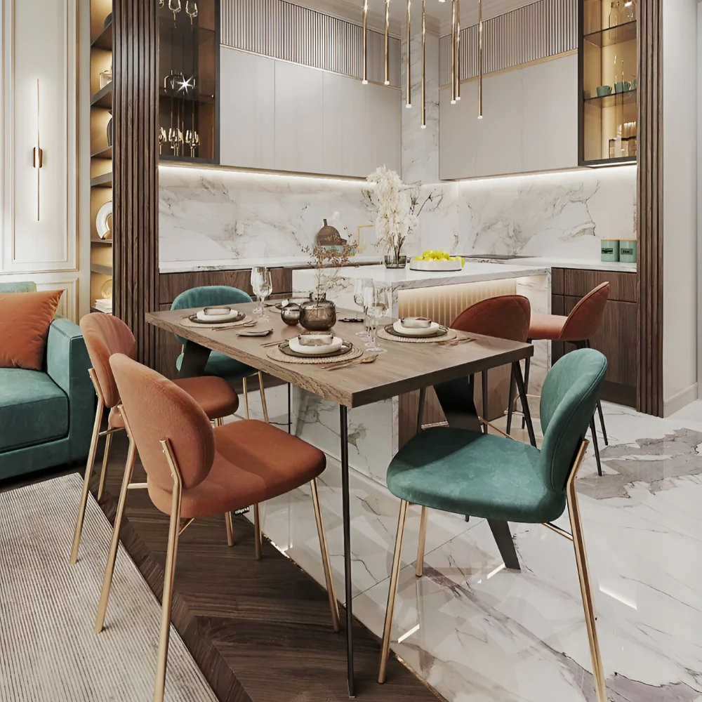 Зелено-коричневі кольори в інтер'єрі кухні