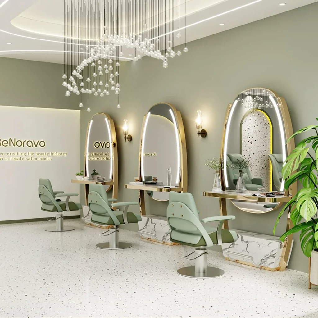 Дизайн інтер'єру салону краси у зеленому кольорі