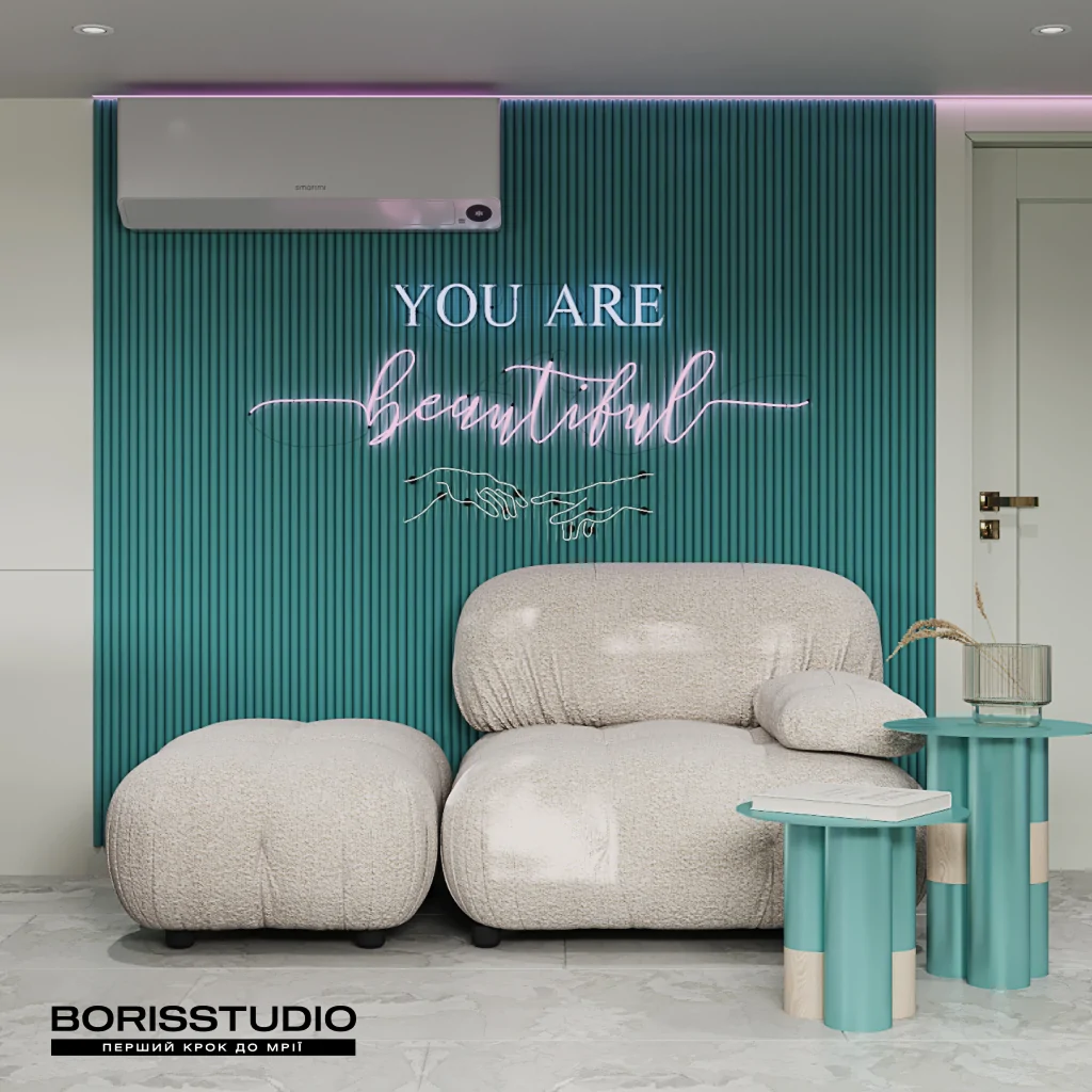 Зелений колір у дизайні салону краси